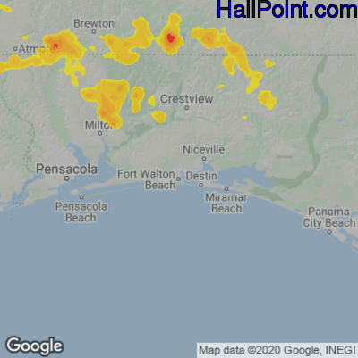 Hail Map Fort Walton Beach, FL August 15, 2023 