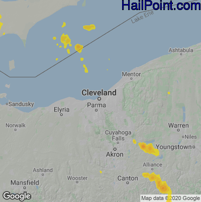 Hail Map for Cleveland, OH Region on August 24, 2023 