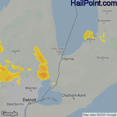 Hail Map for Port Huron, MI Region on August 25, 2023