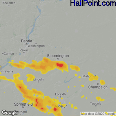 Hail Map Bloomington, IL August 26, 2023 