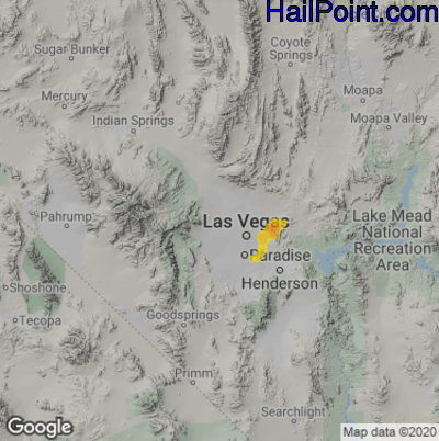 Hail Map for Las Vegas, NV Region on September 2, 2023