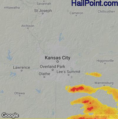 Hail Map for Kansas City, MO Region on September 5, 2023