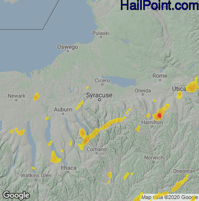 Hail Map for Syracuse, NY Region on September 7, 2023 