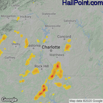 Hail Map for Charlotte, NC Region on September 7, 2023