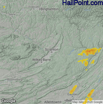 Hail Map for Scranton, PA Region on September 8, 2023 