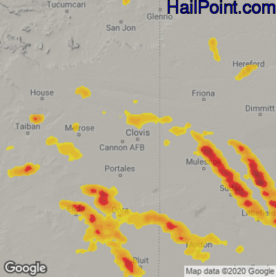 Hail Map for Clovis, NM Region on September 14, 2023