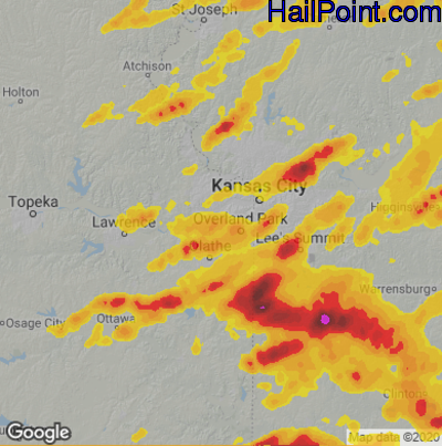 Hail Map for Shawnee, KS Region on September 23, 2023 