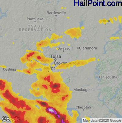 Hail Map for Tulsa, OK Region on September 23, 2023 