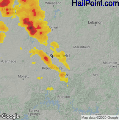 Hail Map for Springfield, MO Region on September 24, 2023 