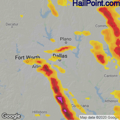 Hail Map for Dallas, TX Region on September 24, 2023 