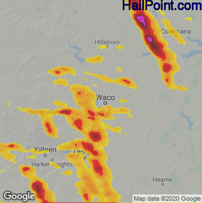 Hail Map for Waco, TX Region on September 24, 2023 