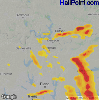 Hail Map for Sherman, TX Region on September 24, 2023 