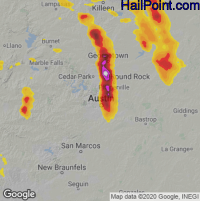Hail Map for Austin, TX Region on September 24, 2023 