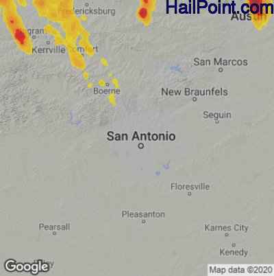 Hail Map for San Antonio, TX Region on September 25, 2023 