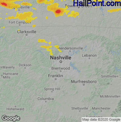 Hail Map for Nashville, TN Region on September 28, 2023 