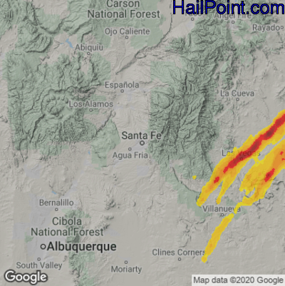 Hail Map for Sante Fe, NM Region on October 2, 2023