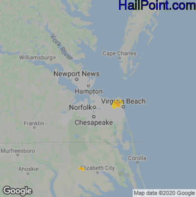 Hail Map for Norfolk, VA Region on October 3, 2023