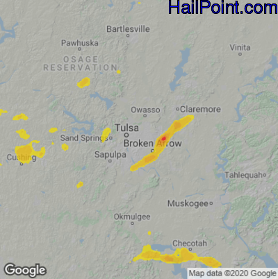 Hail Map for Tulsa, OK Region on October 4, 2023