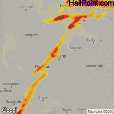 Hail Map for Midland, TX Region on October 4, 2023