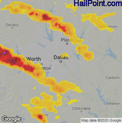 Hail Map for Dallas, TX Region on October 4, 2023 