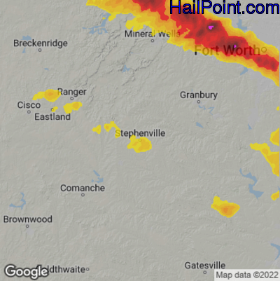 Hail Map for Stephenville, TX Region on October 5, 2023 