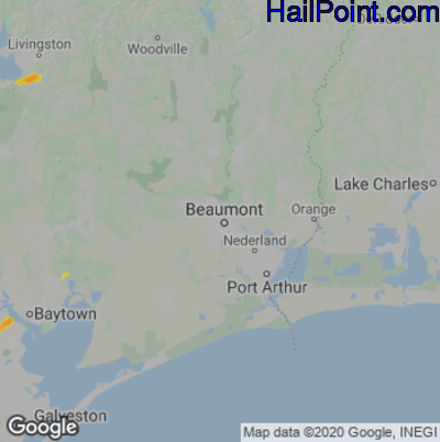 Hail Map for Beaumont, TX Region on October 22, 2023 
