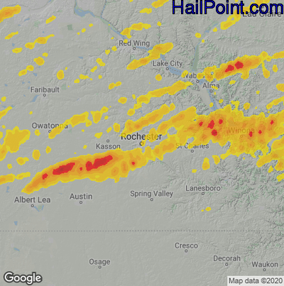 Hail Map Rochester, MN October 24, 2023 