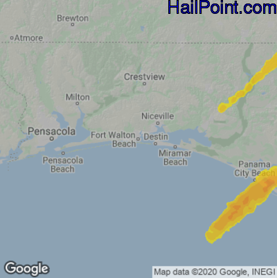 Hail Map Fort Walton Beach, FL January 09, 2024 
