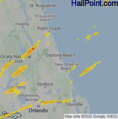 Hail Map for Daytona Beach, FL Region on February 4, 2024