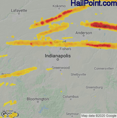 Hail Map for Indianapolis, IN Region on March 14, 2024