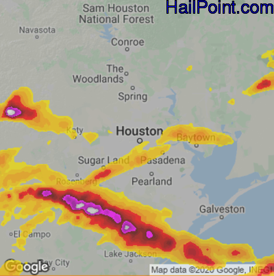 Hail Map for Houston, TX Region on March 15, 2024 