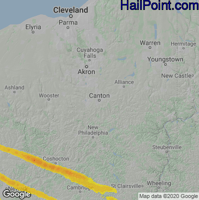 Hail Map for Canton, OH Region on March 30, 2024