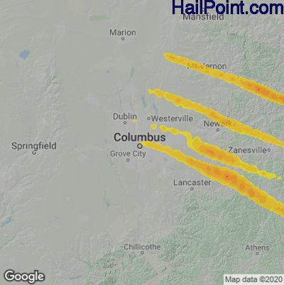 Hail Map for Columbus, OH Region on March 30, 2024 