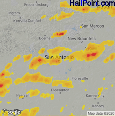 Hail Map for San Antonio, TX Region on April 10, 2024