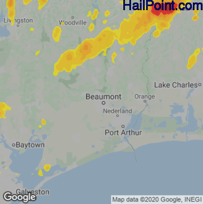 Hail Map for Beaumont, TX Region on April 10, 2024