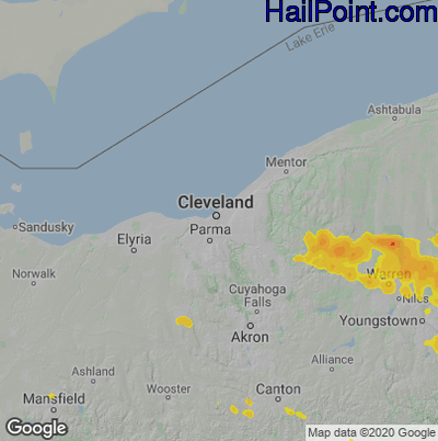 Hail Map for Cleveland, OH Region on April 14, 2024 