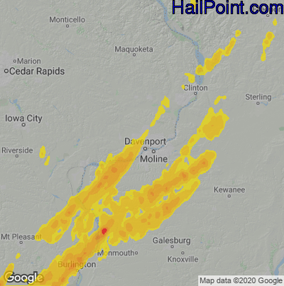Hail Map for Davenport, IA Region on April 16, 2024