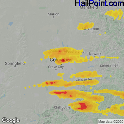 Hail Map for Columbus, OH Region on April 17, 2024 