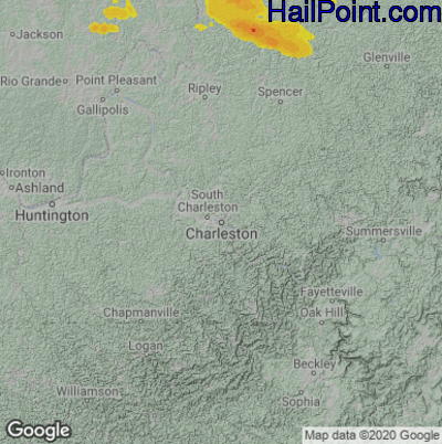 Hail Map Charleston, WV April 18, 2024 