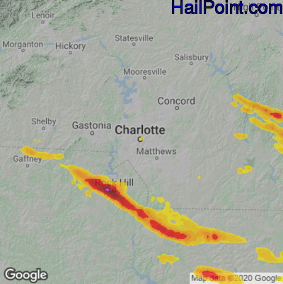 Hail Map for Charlotte, NC Region on April 20, 2024 