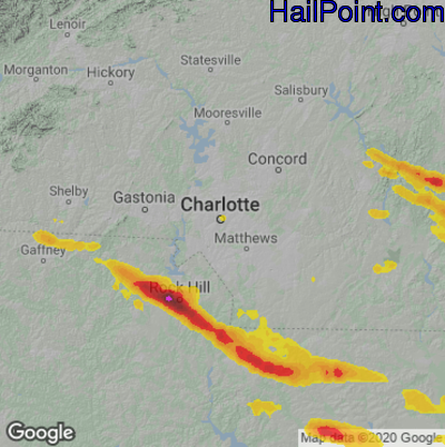 Hail Map for Charlotte, NC Region on April 20, 2024