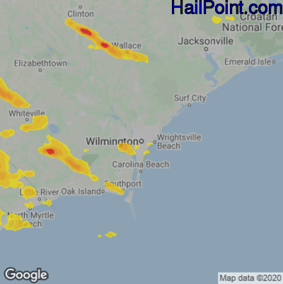 Hail Map for Wilmington, NC Region on April 20, 2024