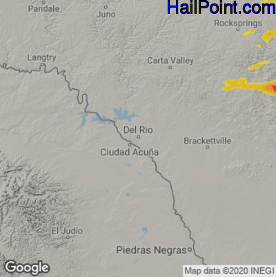 Hail Map for Del Rio, TX Region on April 20, 2024