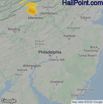 Hail Map for Philadelphia, PA Region on April 30, 2024 