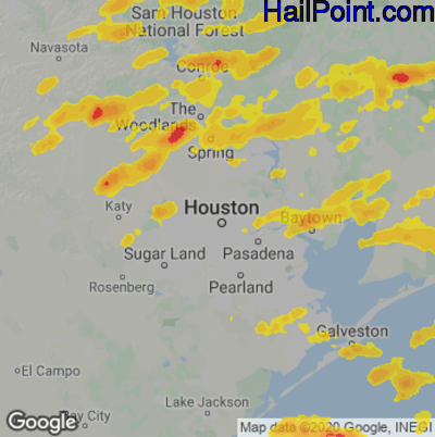 Hail Map for Houston, TX Region on May 3, 2024