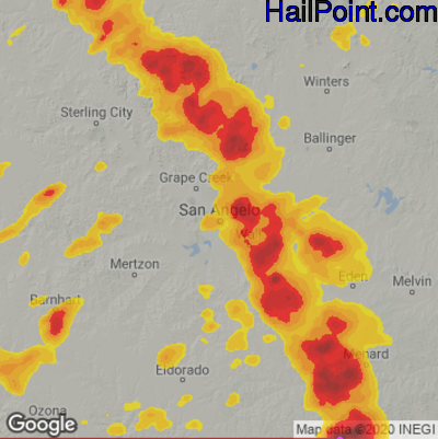 Hail Map for San Angelo, TX Region on May 3, 2024