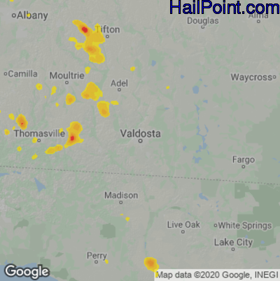 Hail Map for Valdosta, GA Region on May 4, 2024