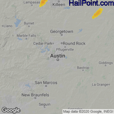 Hail Map for Austin, TX Region on May 5, 2024 