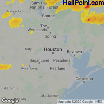 Hail Map for Houston, TX Region on May 5, 2024 