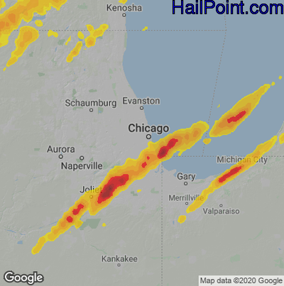 Hail Map for Chicago, IL Region on May 7, 2024